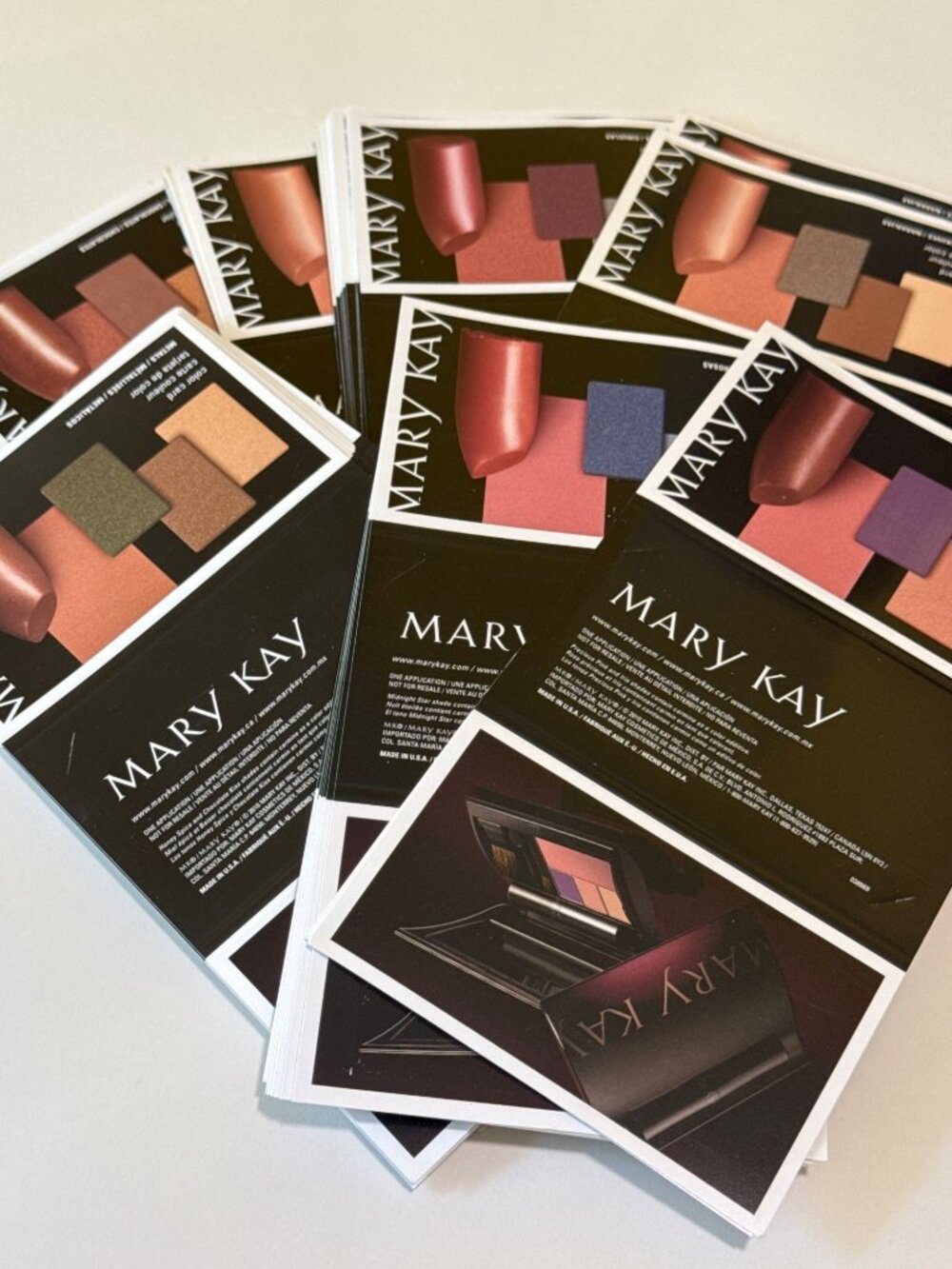 Mary Kay Makeup Sample Set - Includes Lipstick Eye Color & Cheek Color Cards - A